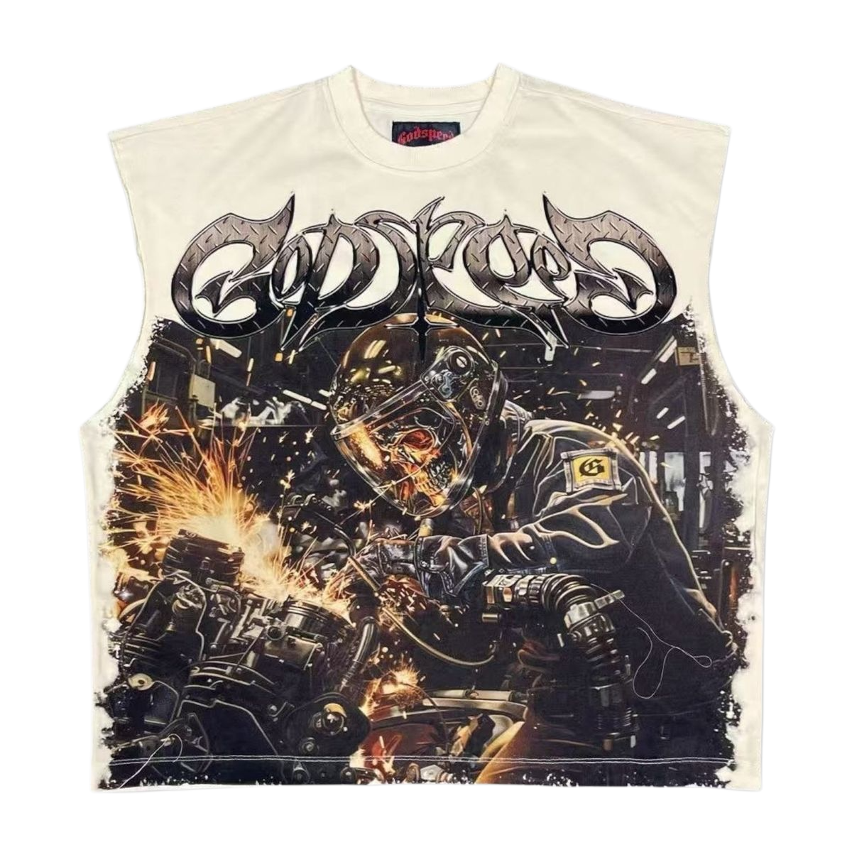 Godspeed Steel Sharpens Steel Sleeveless T-Shirt Bone