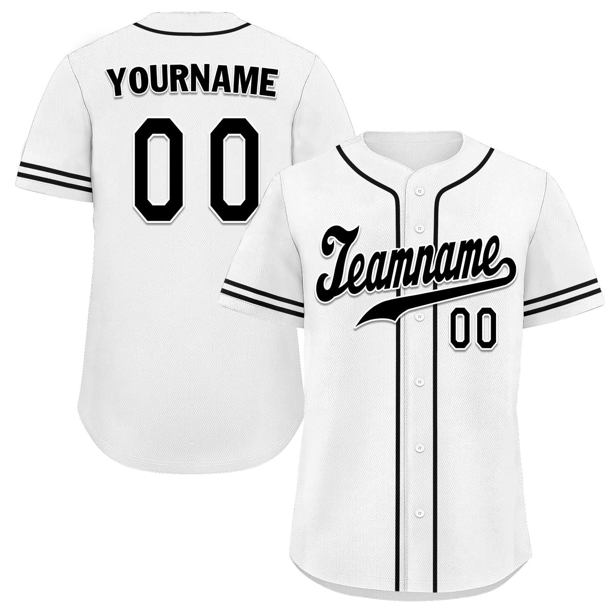 Custom White Classic Style Black Personalized Authentic Baseball Jersey UN002-bd0b00d8-bf