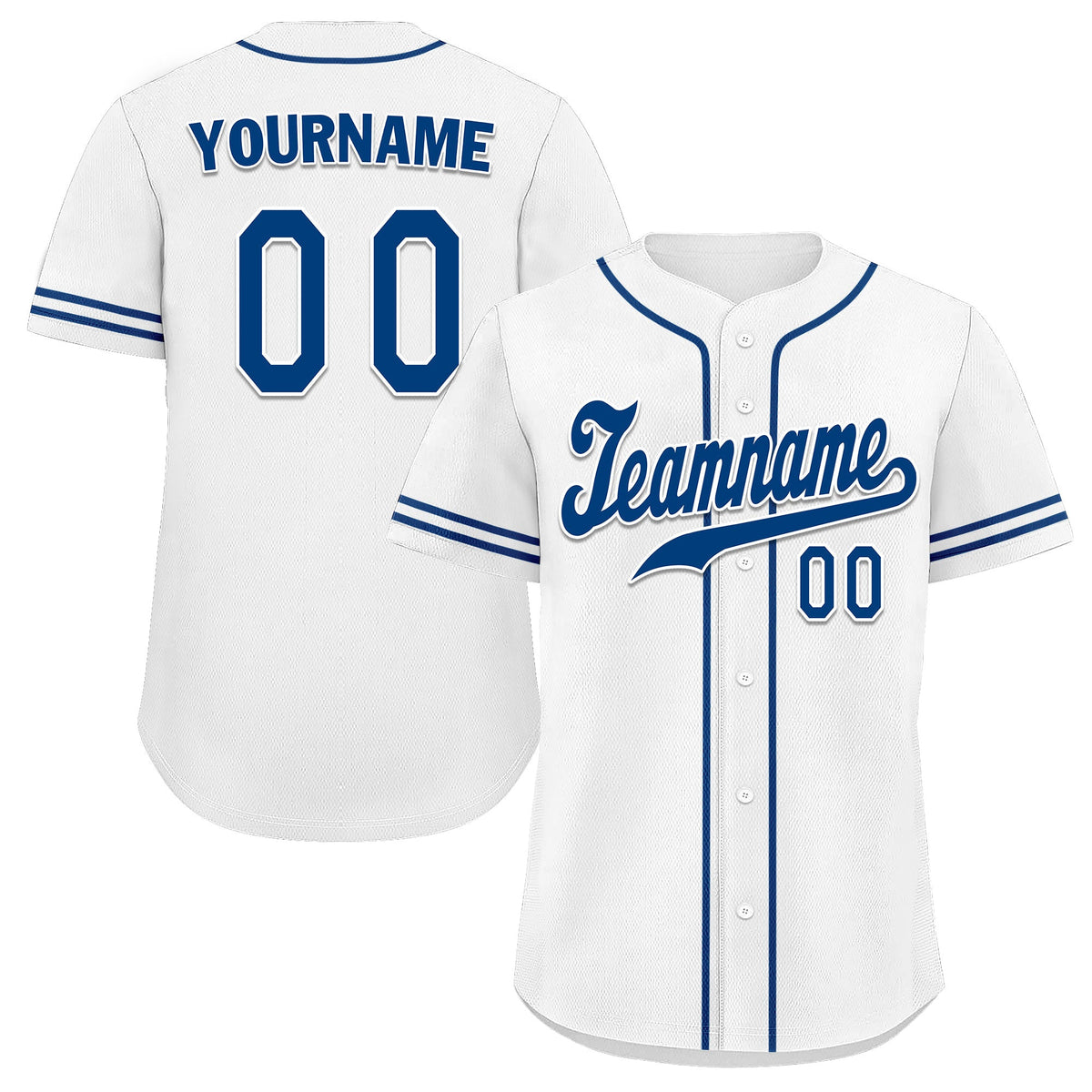 Custom White & Blue Embroidered Baseball Jersey