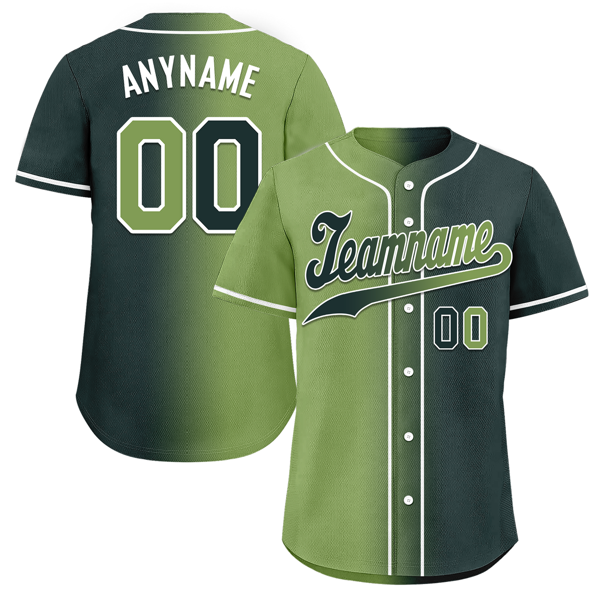 Custom Green Gradient Fashion Personalized Authentic Baseball Jersey BSBJ01-D0a708c