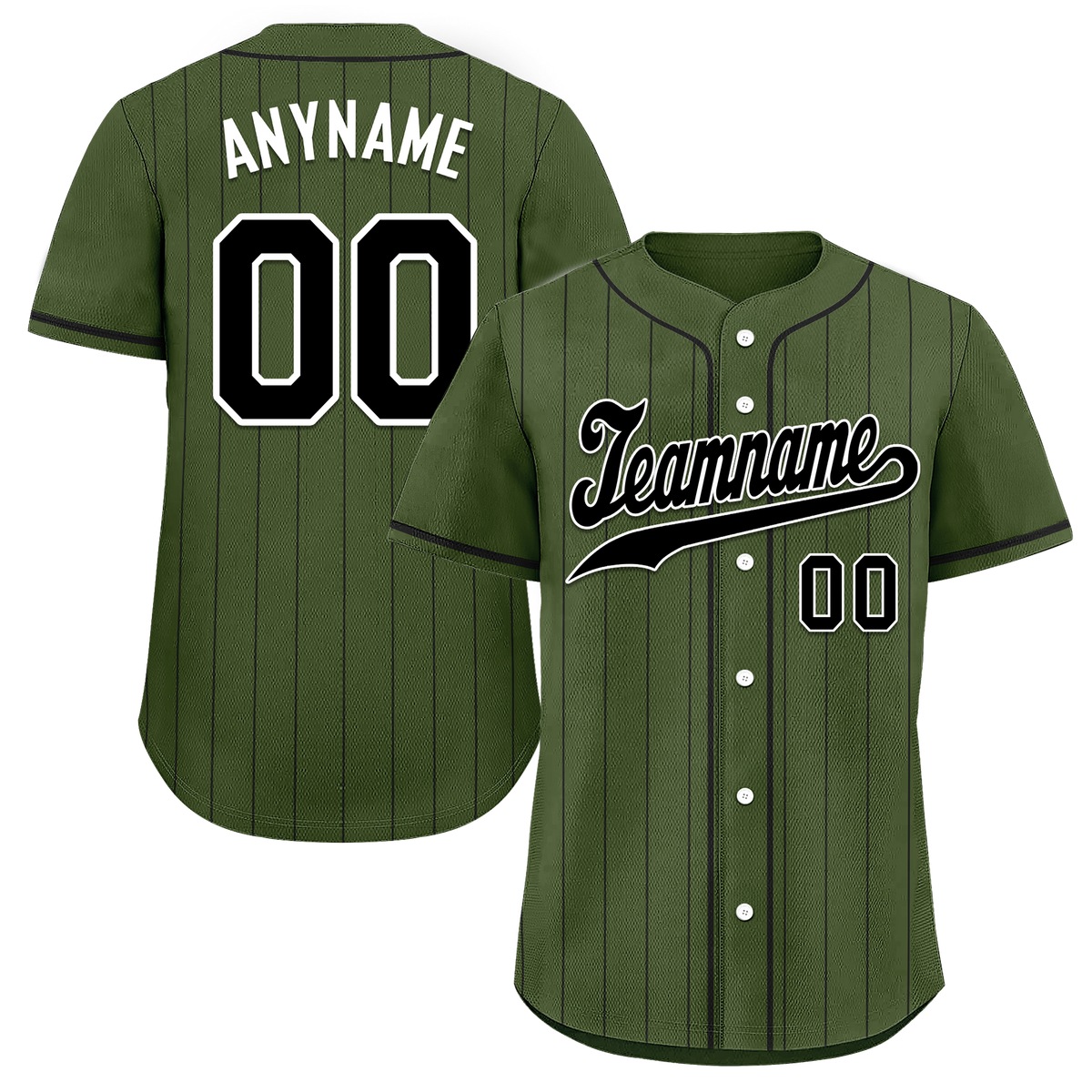 Custom Green Stripe Embroidered Baseball Jersey