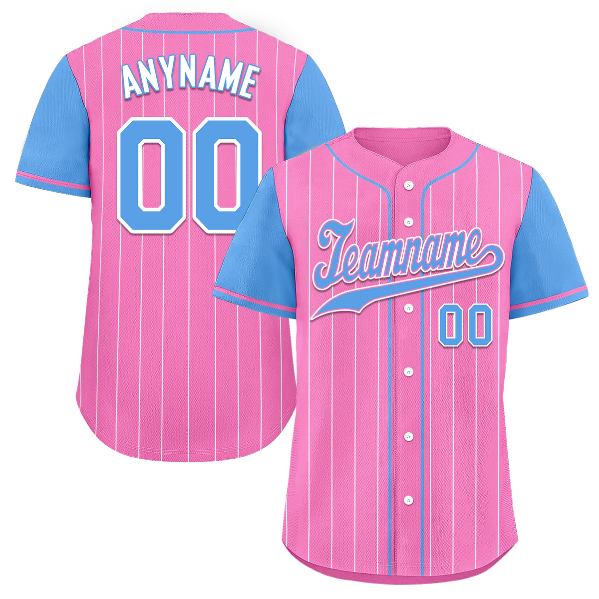 Custom Pink Blue Stripe Fashion Personalized Authentic Baseball Jersey BSBJ01-D017229