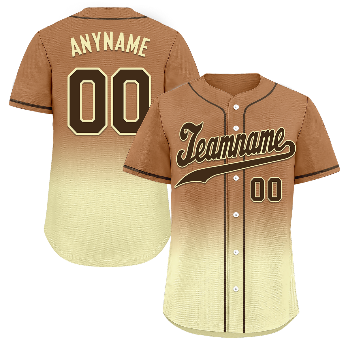 Custom Brown Yellow Fade Fashion Personalized Authentic Baseball Jersey BSBJ01-D0a70ff