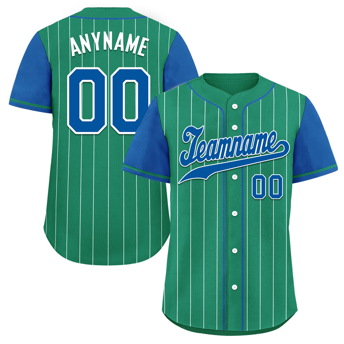Custom Green Blue Stripe Baseball Jersey _ Embroidered