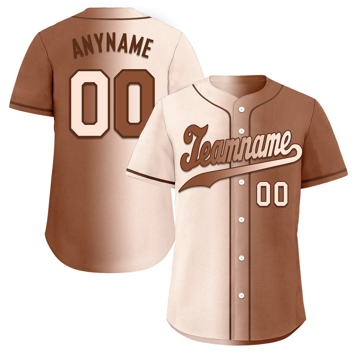 Custom Beige Brown Gradient Fashion Personalized Authentic Baseball Jersey BSBJ01-D0a708e