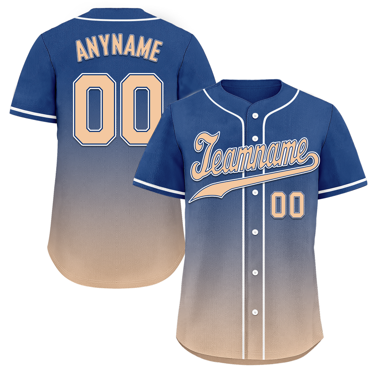 Custom Blue Beige Fade Fashion Personalized Authentic Baseball Jersey BSBJ01-D0a70da