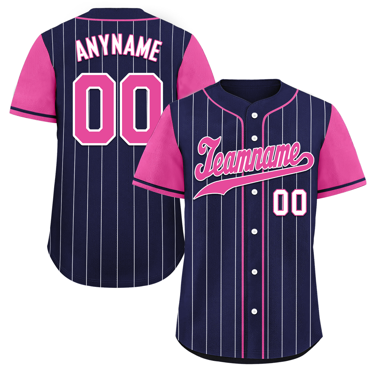 Custom Blue Pink Stripe Fashion Personalized Authentic Baseball Jersey BSBJ01-D017227