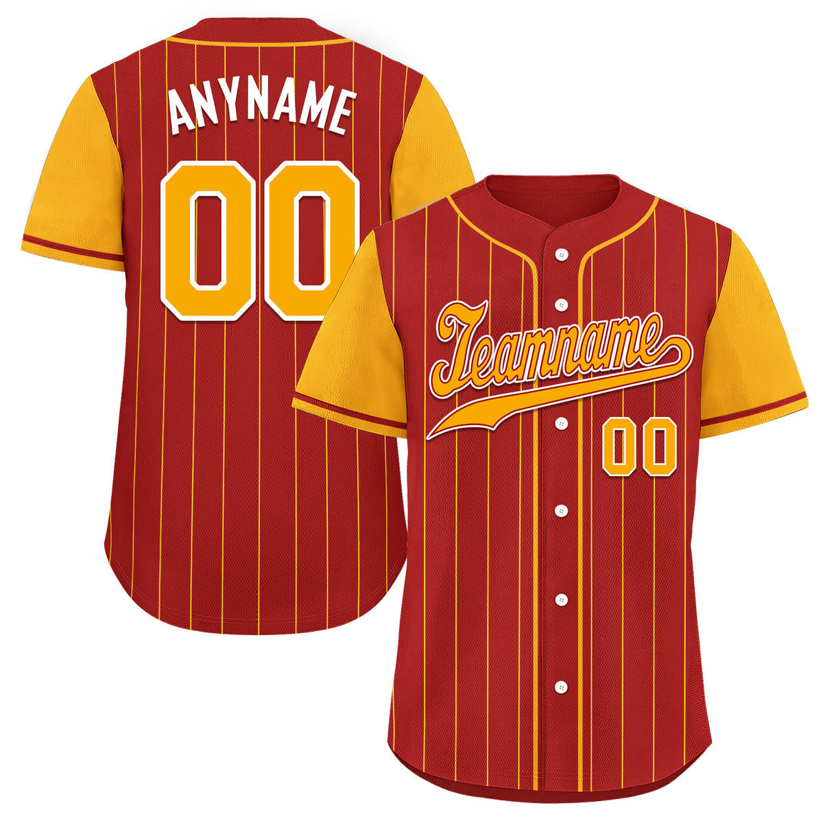 Custom Red Yellow Stripe Fashion Personalized Authentic Baseball Jersey BSBJ01-D017221