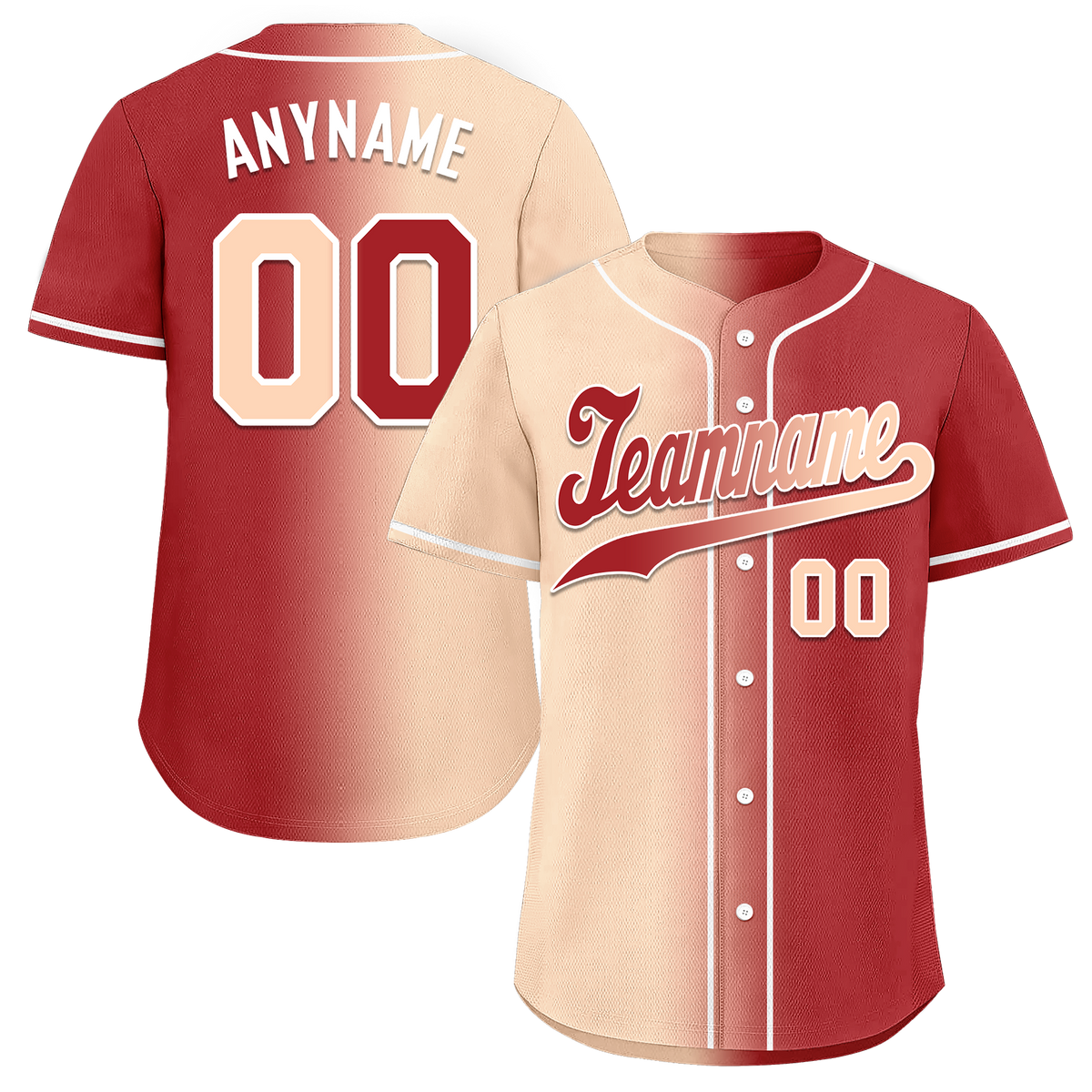 Custom Beige Red Gradient Fashion Personalized Authentic Baseball Jersey BSBJ01-D0a708f