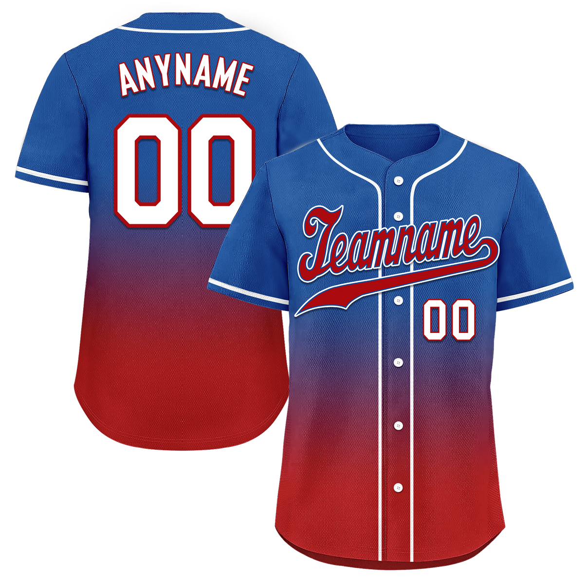 Custom Blue Red Fade Fashion Personalized Authentic Baseball Jersey BSBJ01-D0a70bd