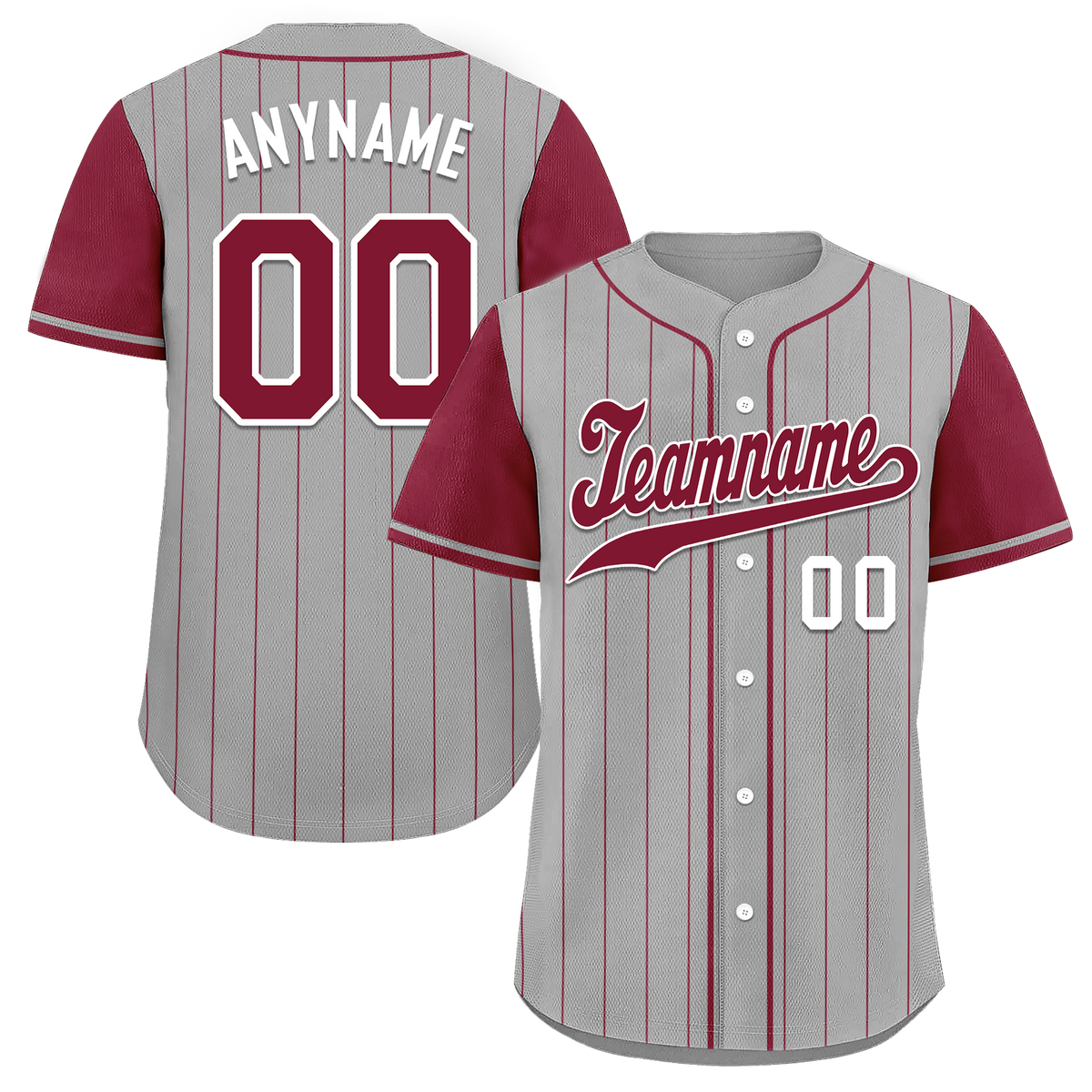 Custom Gray Red Stripe Embroidered Baseball Jersey