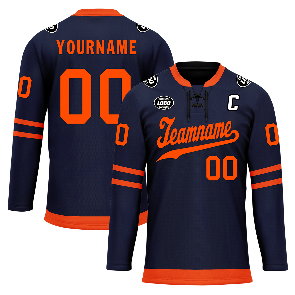 Custom Blue Orange Personalized Hockey Jersey HCKJ01-D0a70c8