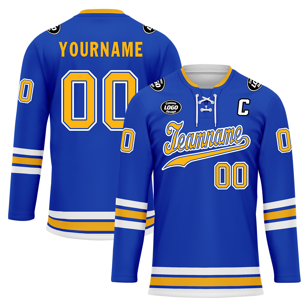 Custom Blue Yellow Personalized Hockey Jersey HCKJ01-D0a70cc