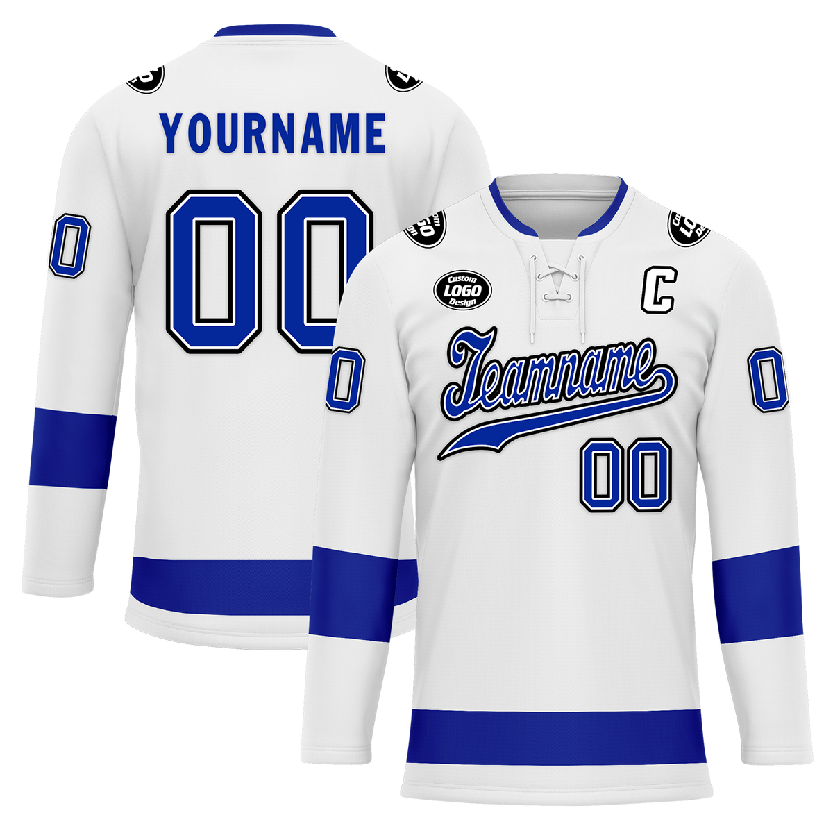 Custom White Blue Personalized Hockey Jersey HCKJ01-D0a70bb