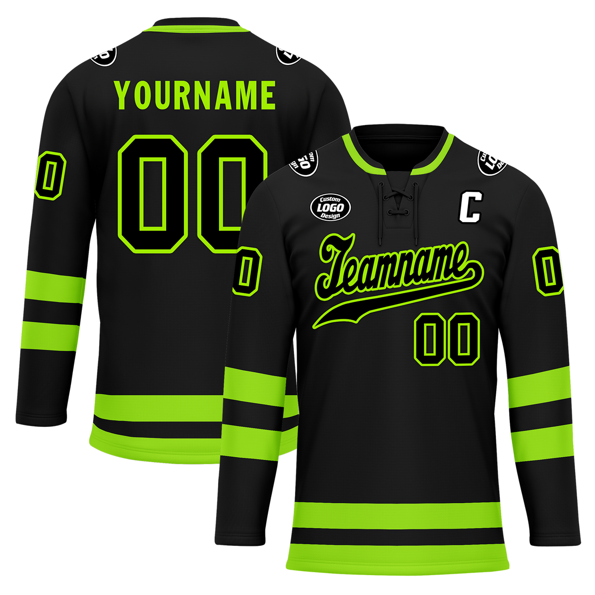 Custom Black Green Personalized Hockey Jersey HCKJ01-D0a70b8