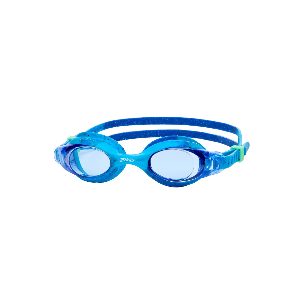 Zoggs Little Bondi Remix Kids Sustainable Swimming Goggles Eco Silicone in Light Blue/Blue - Tinted Blue Lens - front