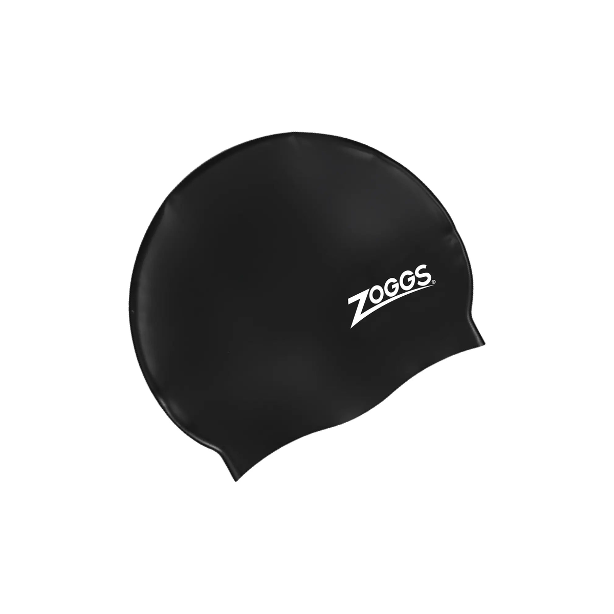 Zoggs Silicone Swimming Cap Superior Fit Embossed Non-Slip Swim Cap in Black - front