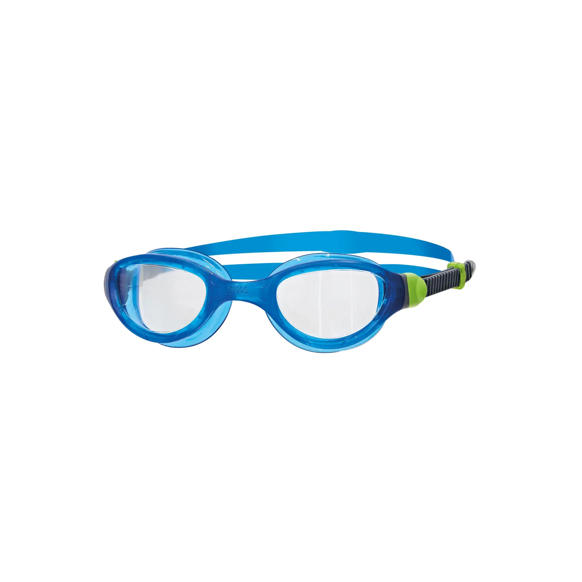 Zoggs Phantom 2.0 Swimming Goggles Clearer Vision Anti-Fog Quick Adjust in Clear Tint Blue - front
