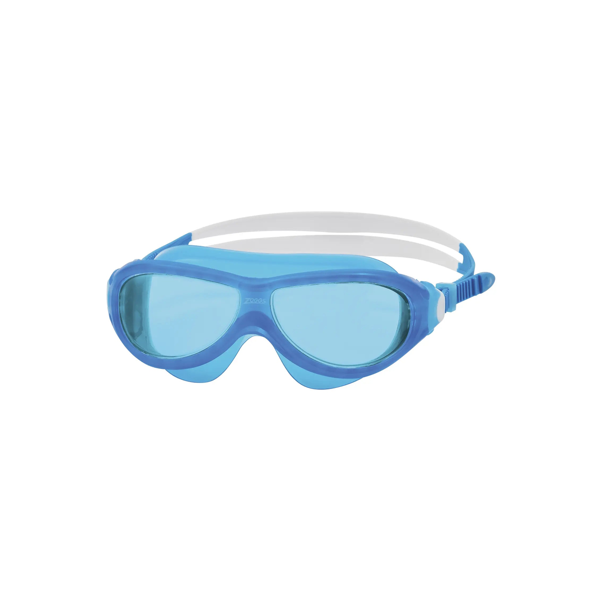 Zoggs Phantom Junior Swimming Mask 6-14 Years Soft-Seal UV Anti-Fog in Blue/White - Tinted Blue Lens - front
