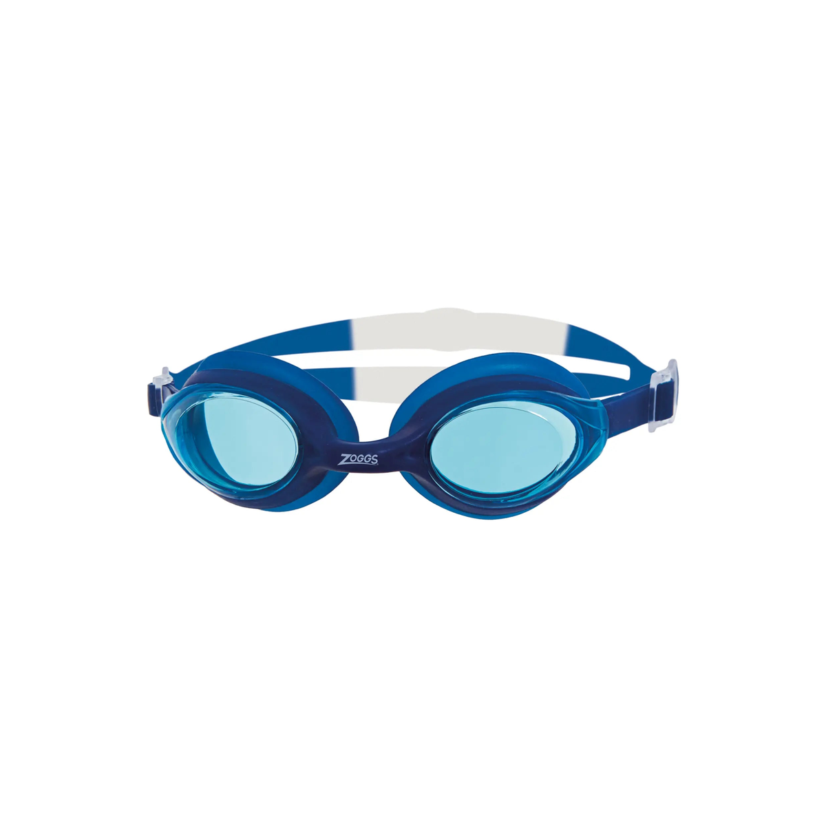 Zoggs Bondi Swimming Goggles Split Yoke Strap UV Protection Pool Goggles in Navy/White - Tinted Blue Lens - front