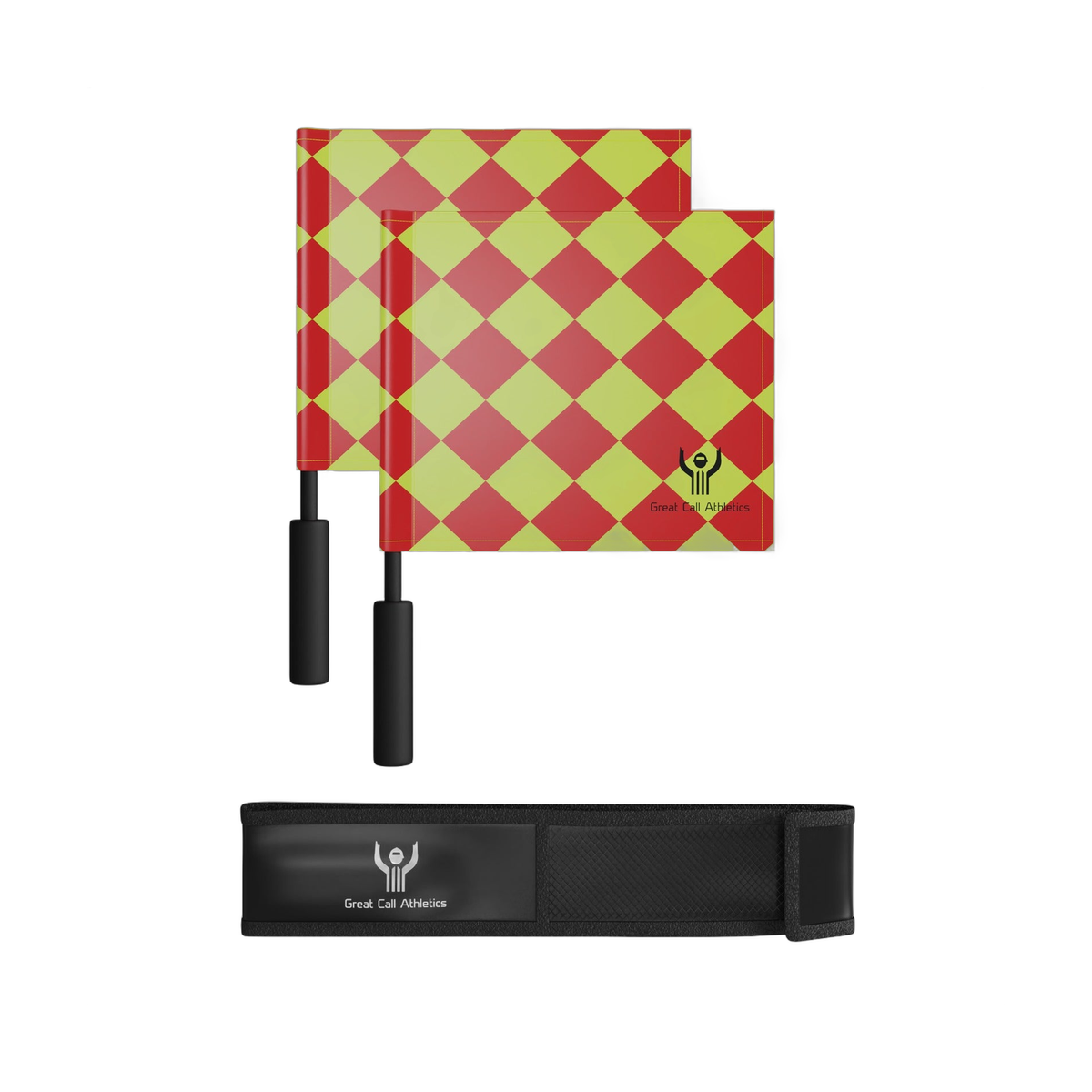 Great Call Athletics Soccer Referee Pro Flag Set Head Linesman Red Yellow Diamond Flags