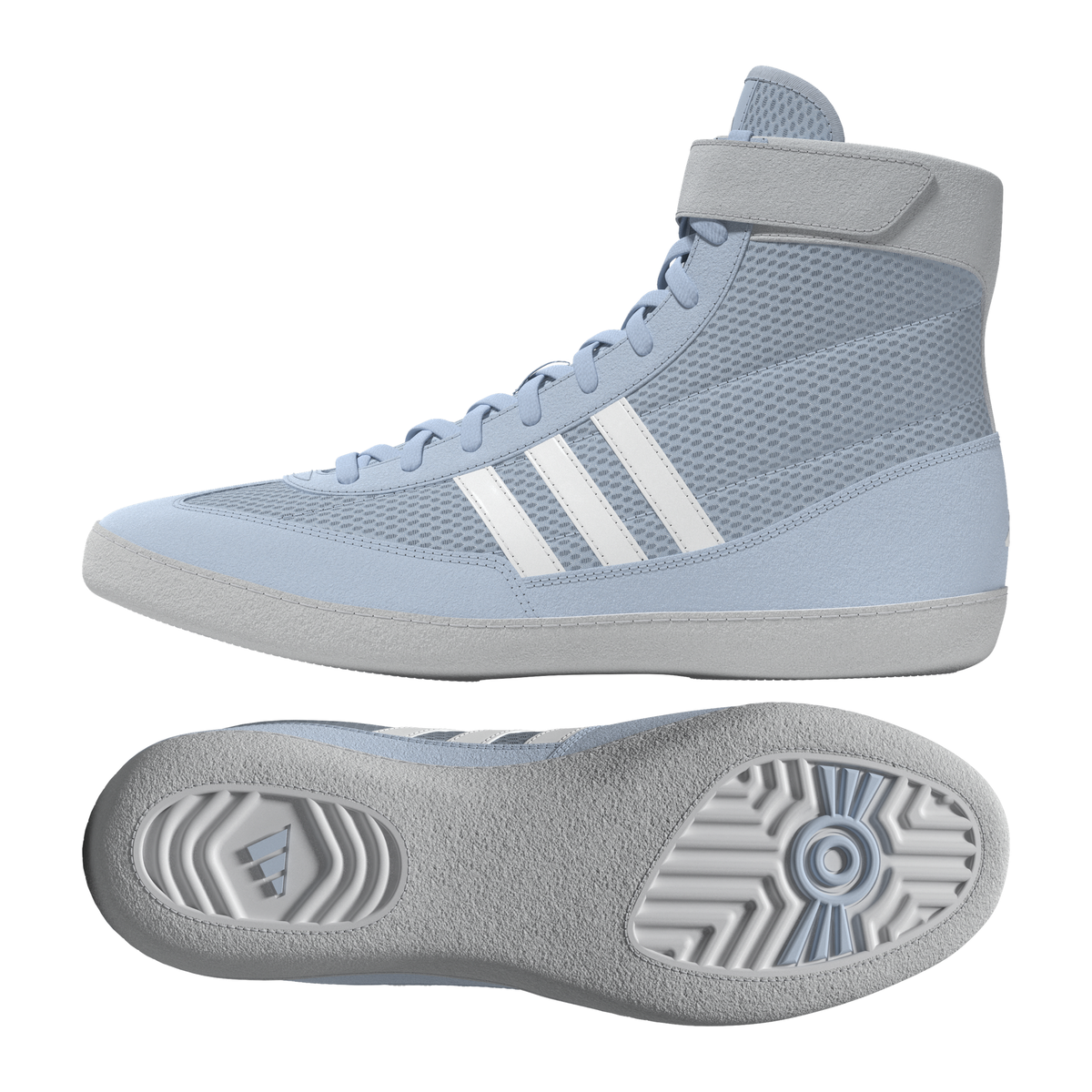 Adidas Combat Speed 4 Sky/White/Grey Women’s Wrestling Shoes in Sky/White/Grey - front angle view