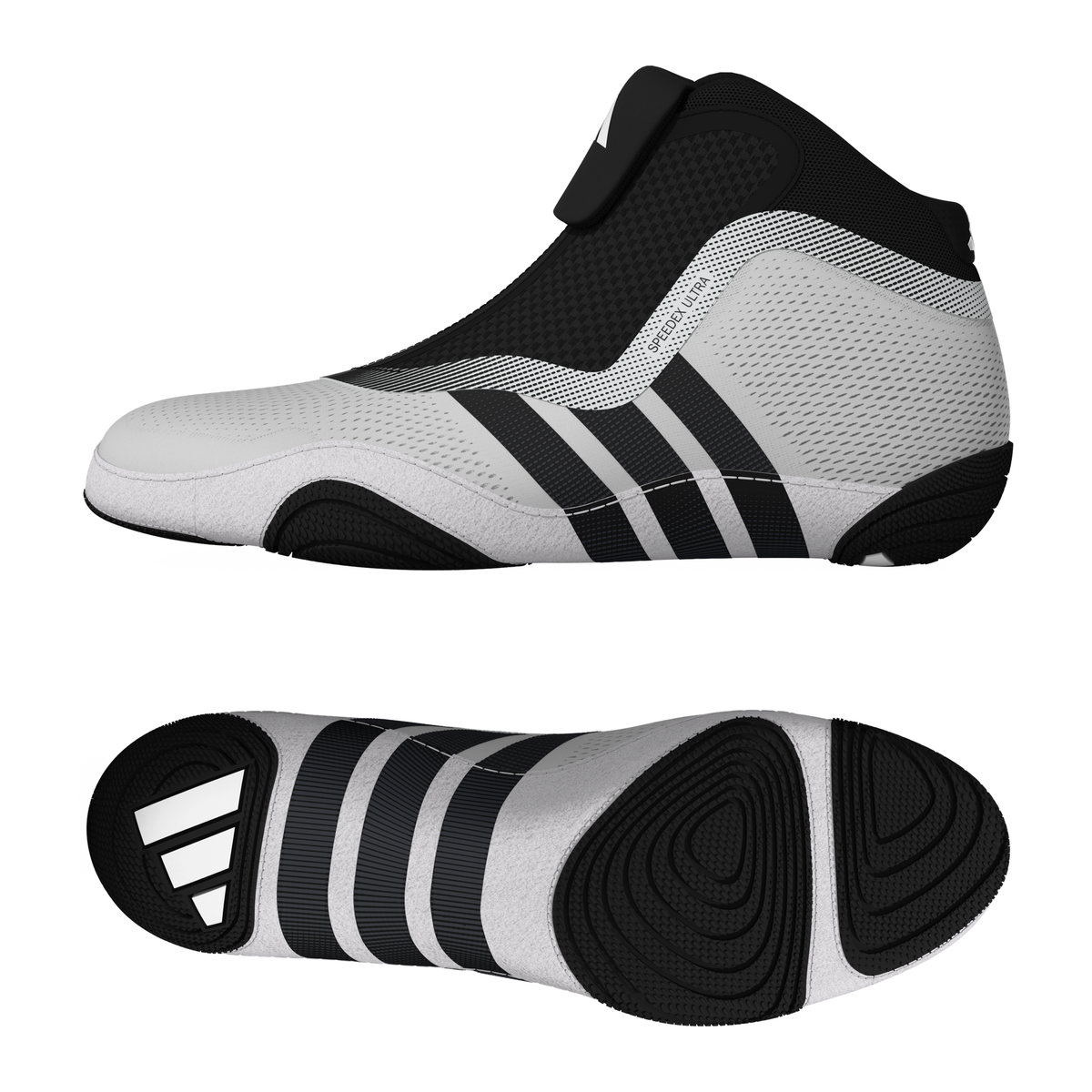 Adidas Speedex Ultra Zip White/Black/Onyx Wrestling Shoes in White/Black/Onyx - front angle view