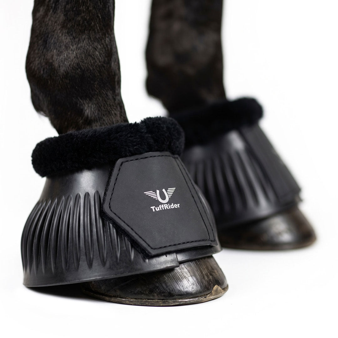 TuffRider Heavy-Duty Ribbed Adjustable Rubber Bell Boots with Fleece Tri