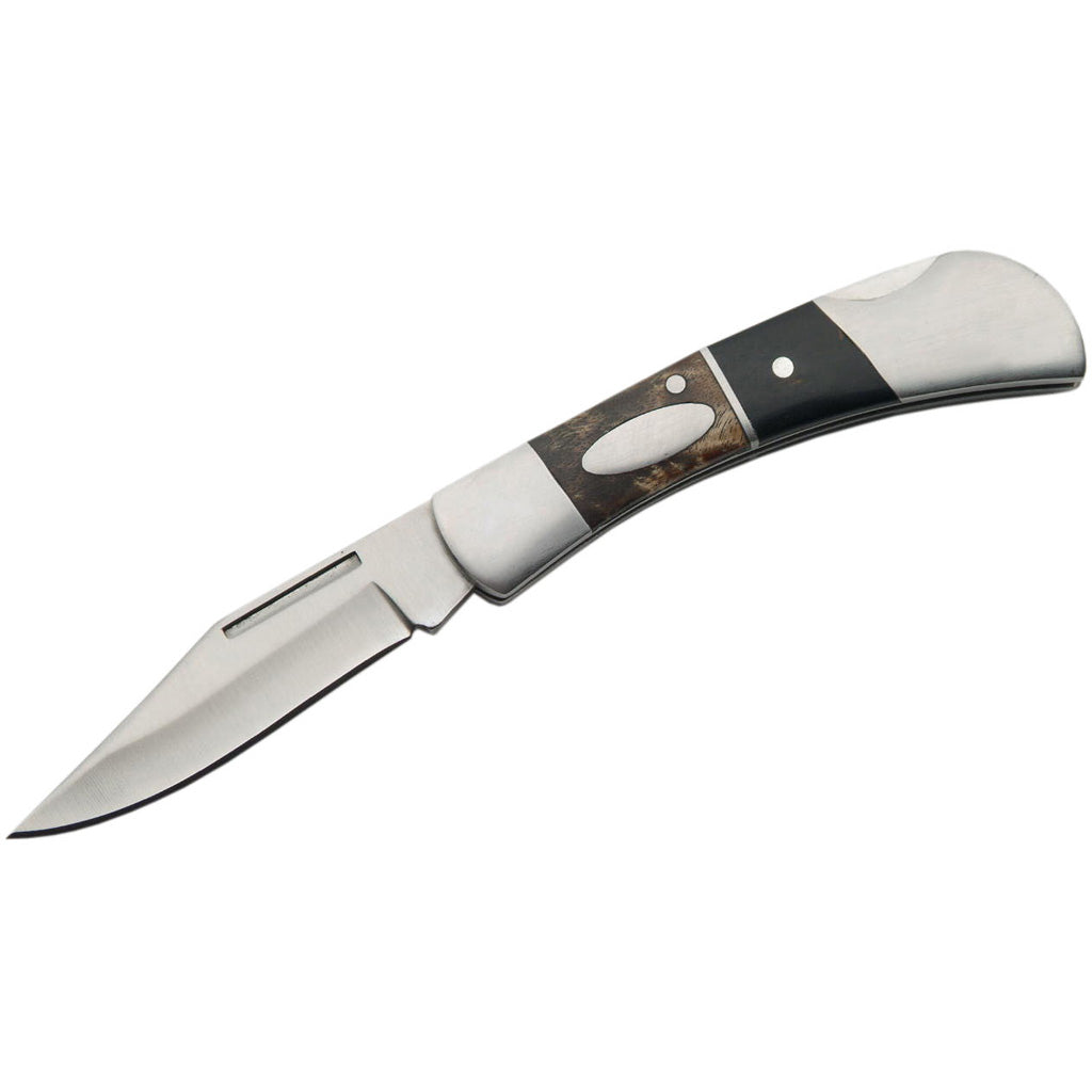 SZCO Dark Brownwood Folder Knife - Front View