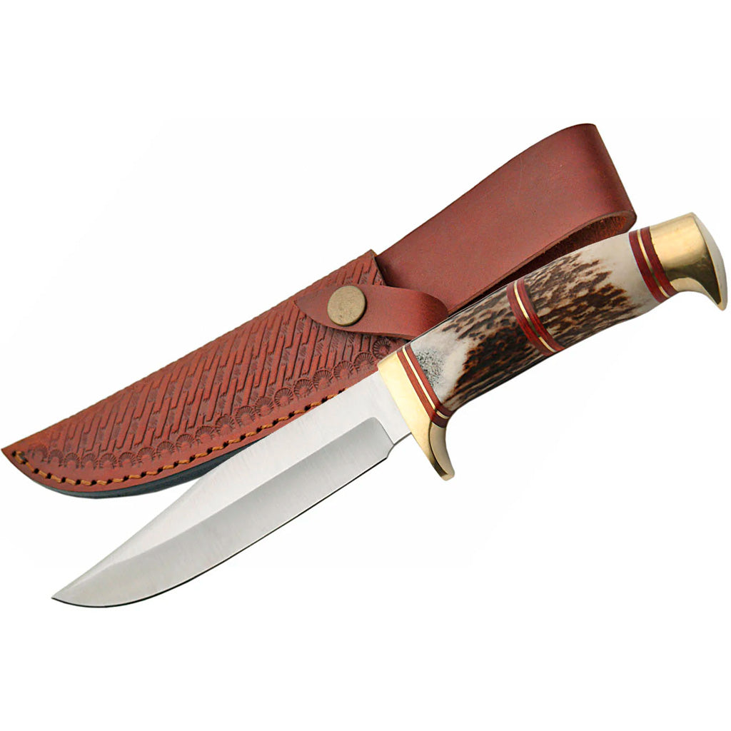 SZCO Steel Wolf Stag Hunter Knife - Front View