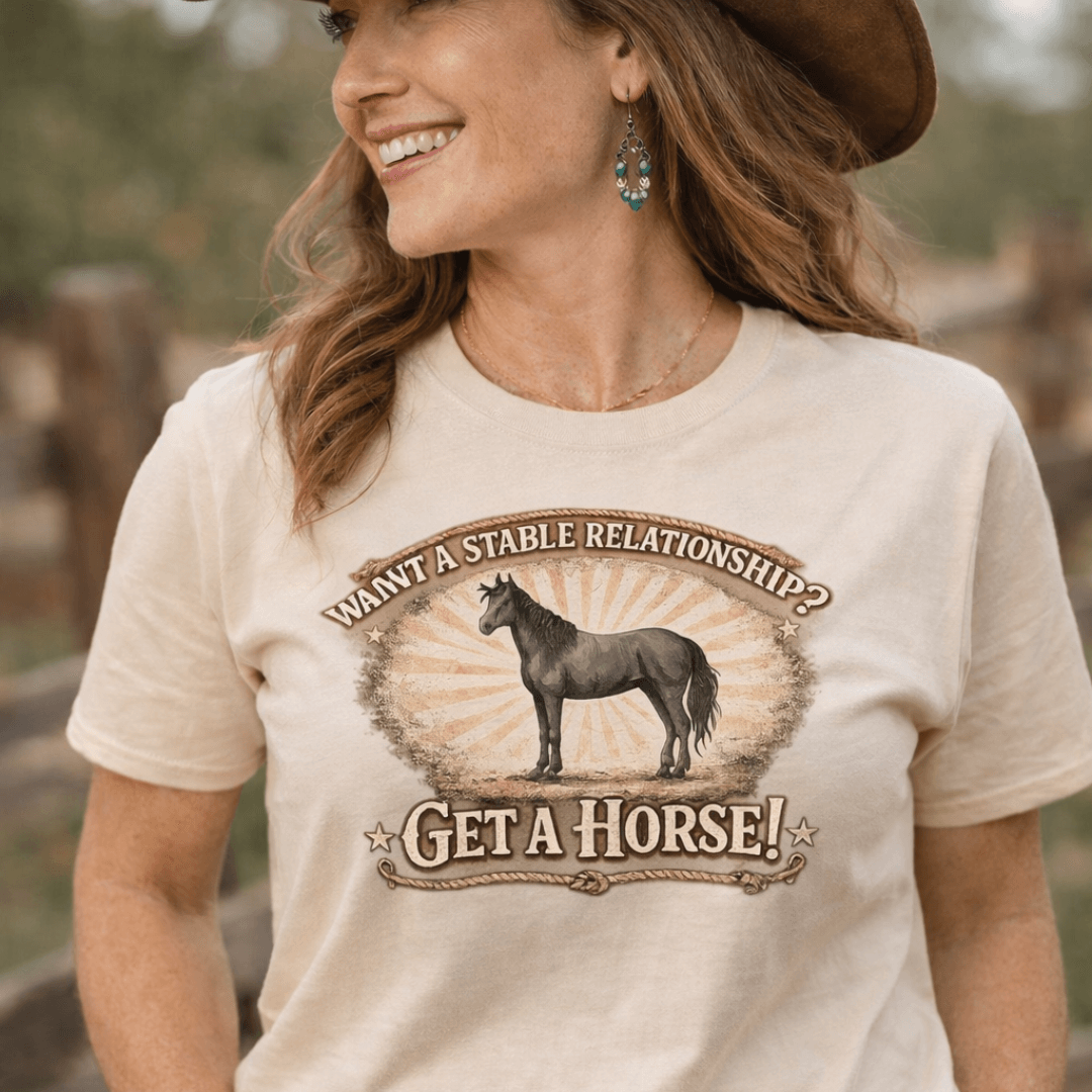 Get A Horse T-Shirt, Barnyard Humor, Cowgirl Tees