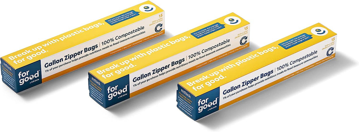 "For Good Gallon Zipper Bags – 15 Ct, Pack of 6"