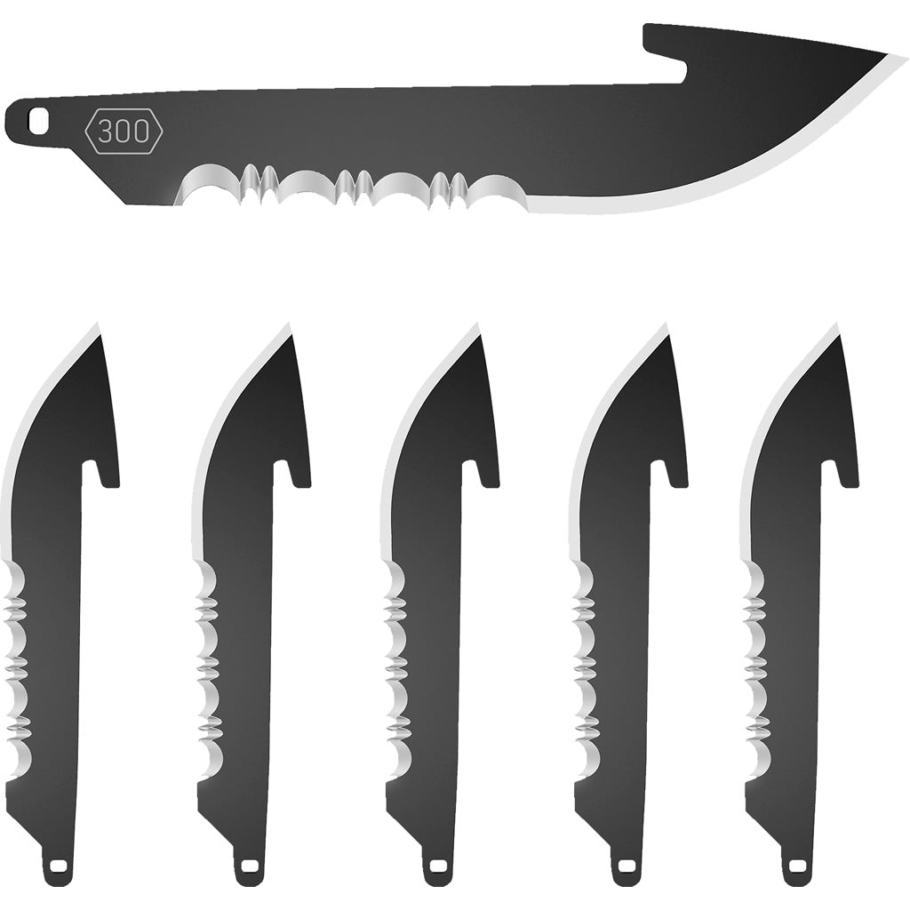 Outdoor Edge Drop Point Replacement Blades in Serrated Black 3 in. 6 pk. - Front View