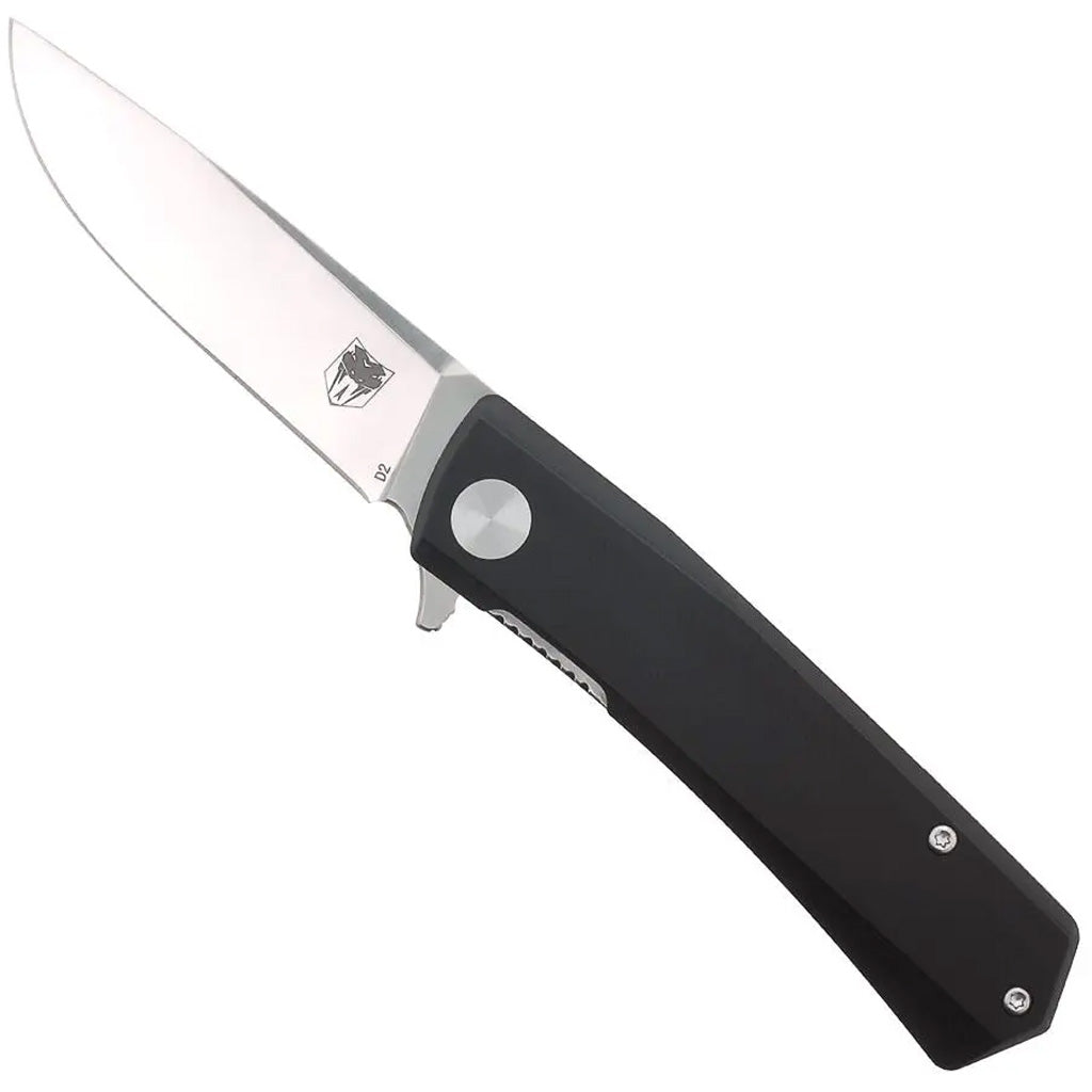 CobraTec Serpent Folder Knife in Black - Front View