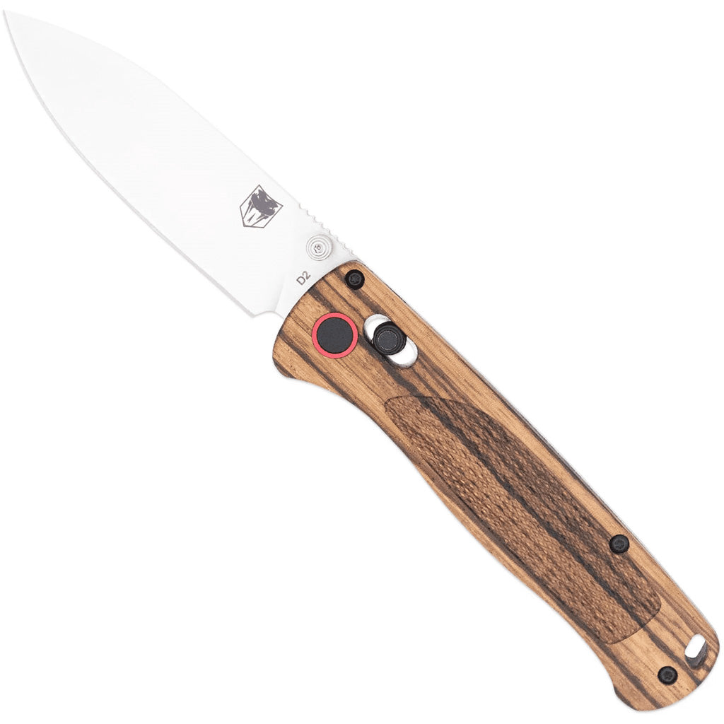 CobraTec Zebrawood Bar Lock Drop Knife - Front View