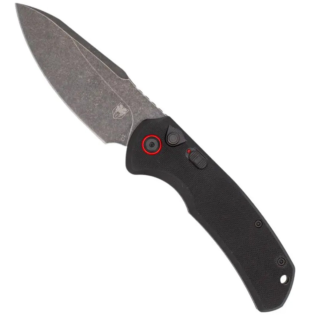 CobraTec Vanguard Auto Folding Knife in Black - Front View