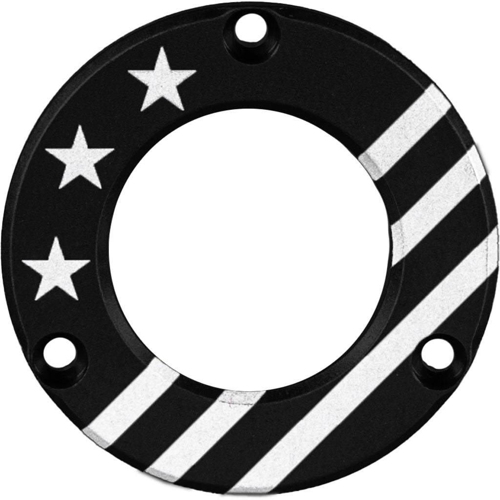 Axcel Driver Hubcap Black w/Engraving in Red - Front View