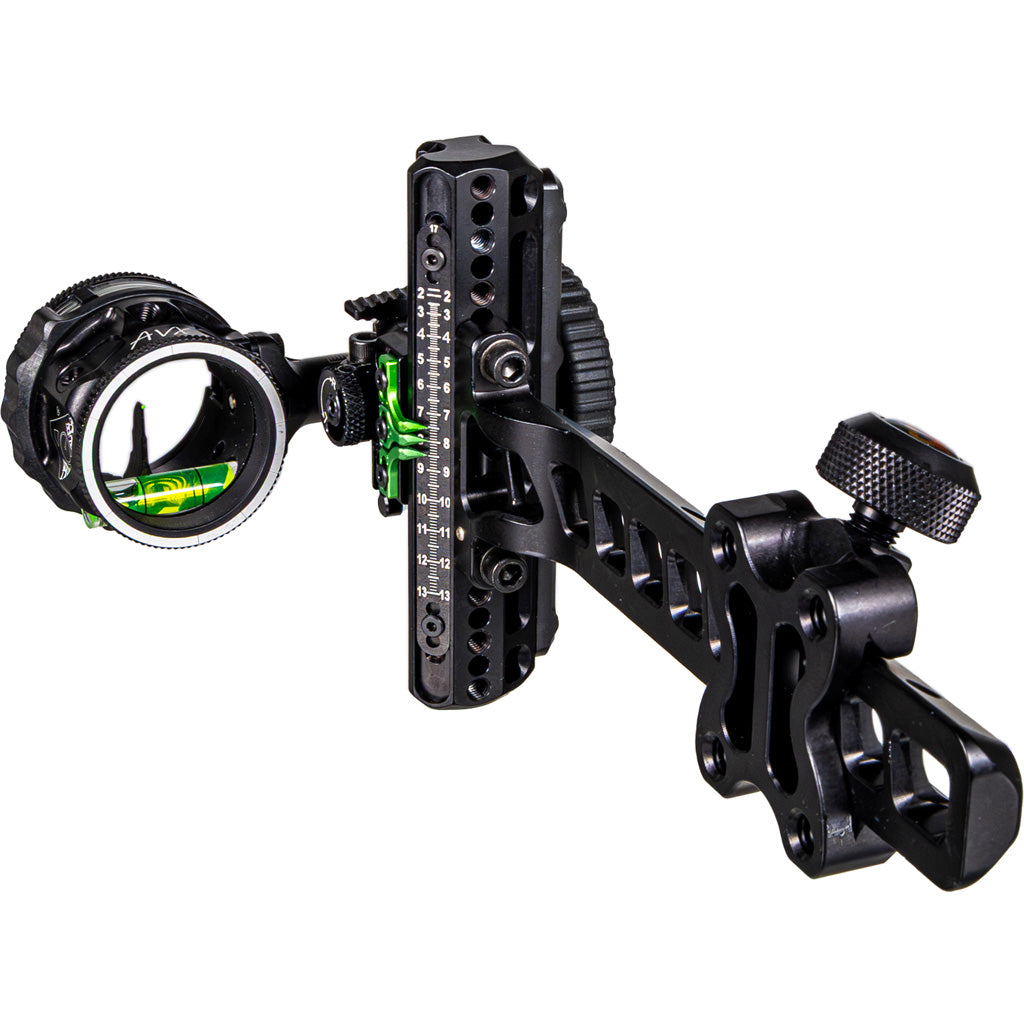 Axcel Driver Plus Slider Sight w/AVX-31 Scope in Stealth BH .019 Green Fiber Single Pin RH - Front View