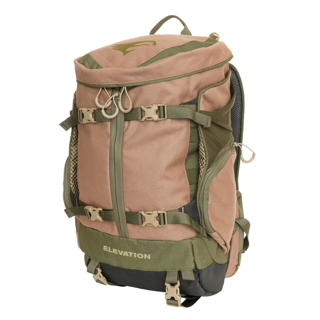 Elevation Canopy Tri-Zip 1200 Pack in Green/Tan - Front View