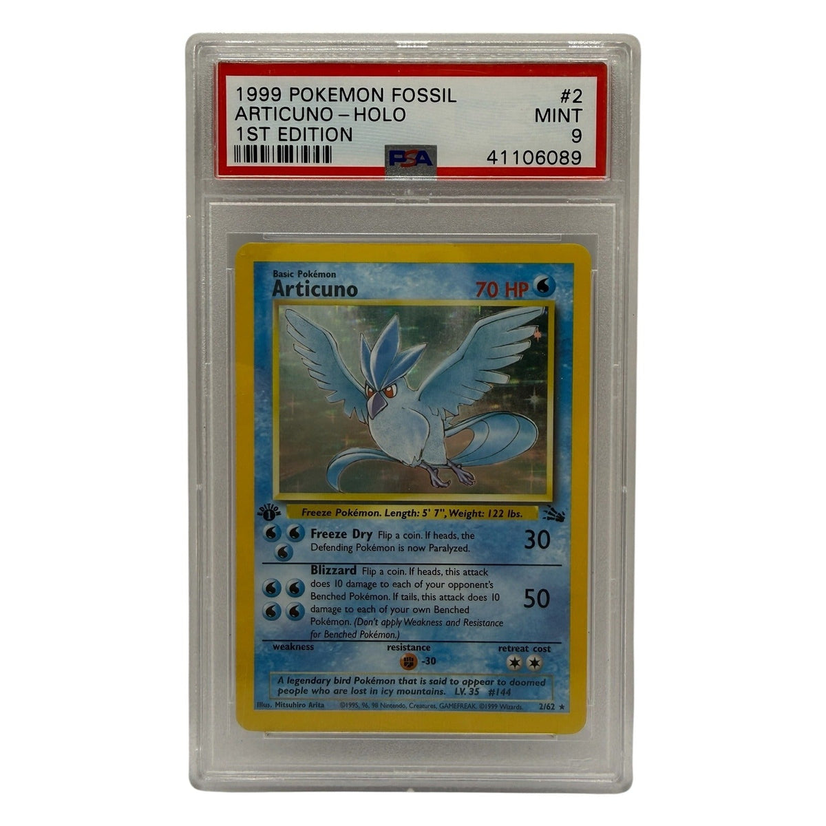 1999 Pokémon Fossil 1st Edition Articuno Holo #2 PSA 9 MINT