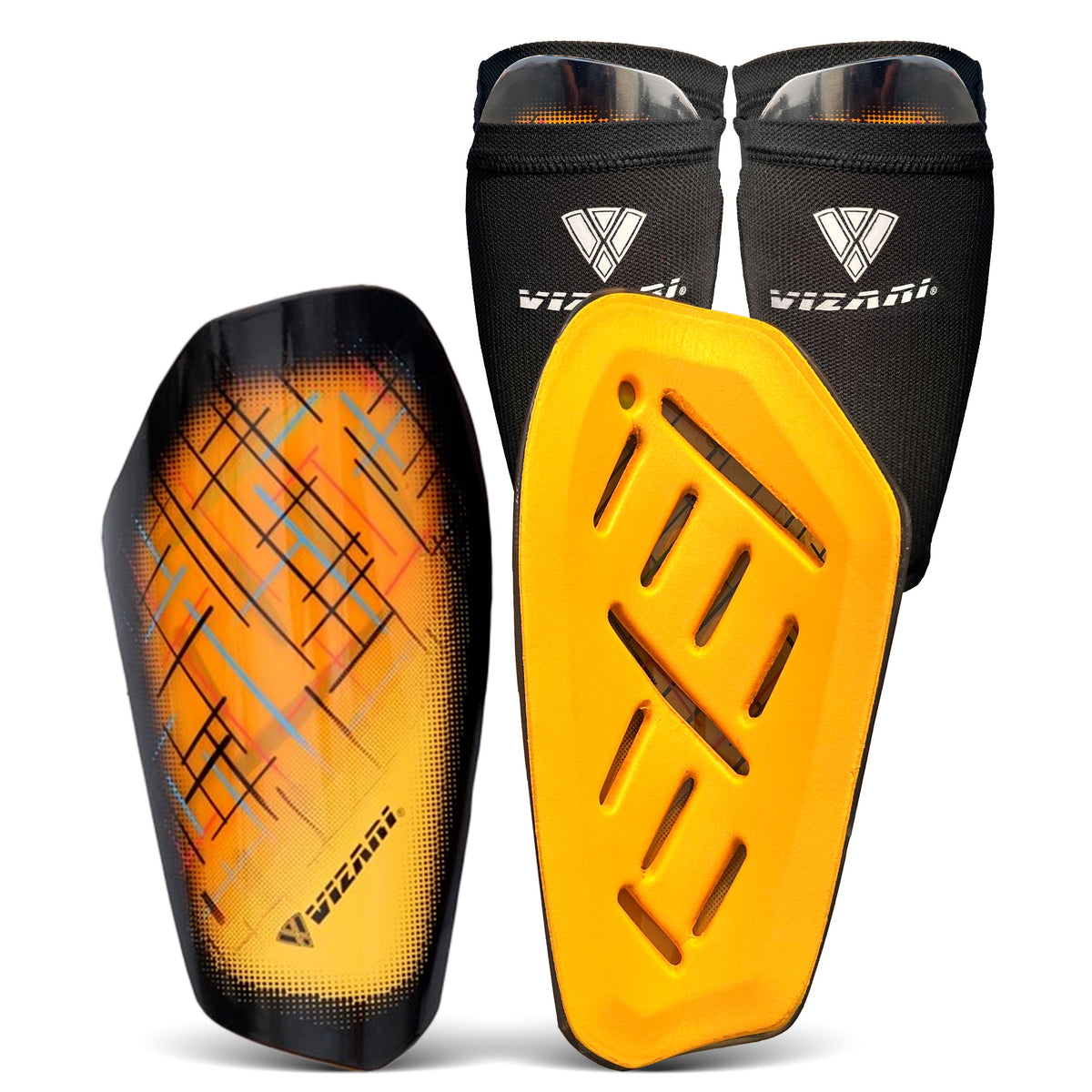 Vizari Soquel Soccer Slip IN Shin Guard with Pocketed Sleeve – Orange/Black
