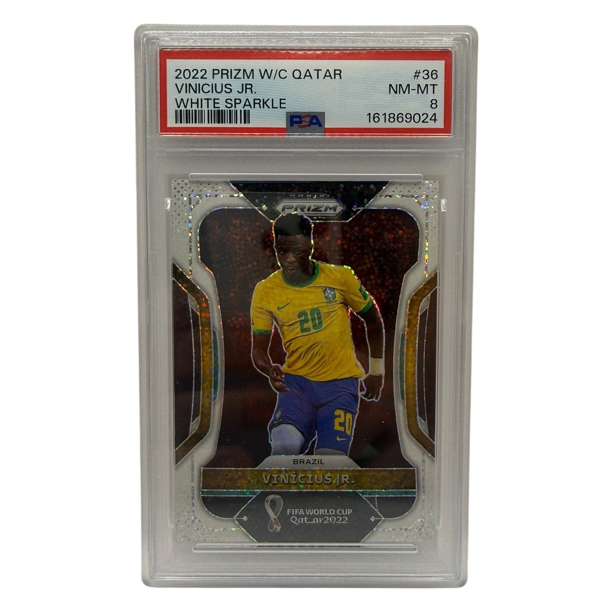 2022 Panini Prizm World Cup Qatar 2024 Vinicius Jr. White Sparkle #36 PSA 8 NM-MT