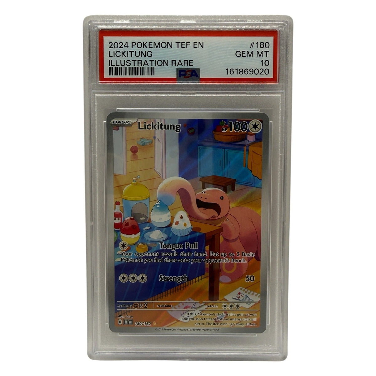 2024 Pokémon SV Temporal Forces Lickitung Illustration Rare #180 PSA 10 GEM MINT