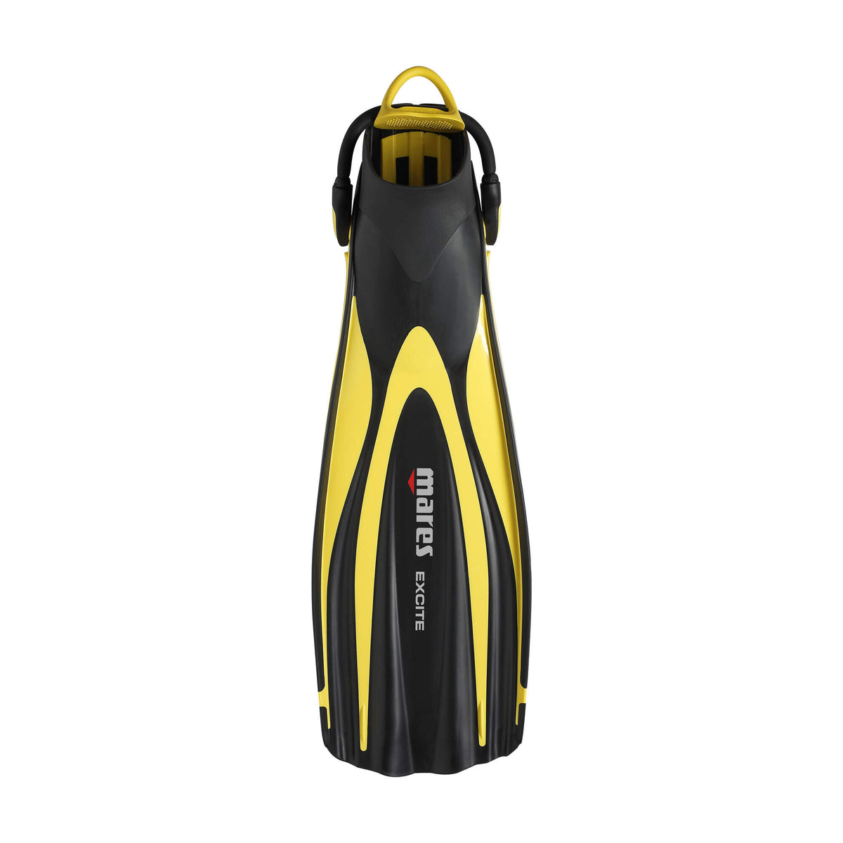 Mares Excite Open Heel Diving Fins, Yellow in Yellow - front view