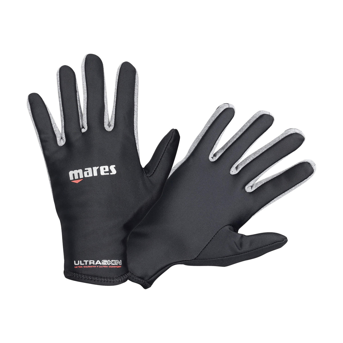 Mares Ultra Skin Diving Gloves, Black/Gray in Black/Gray - front view