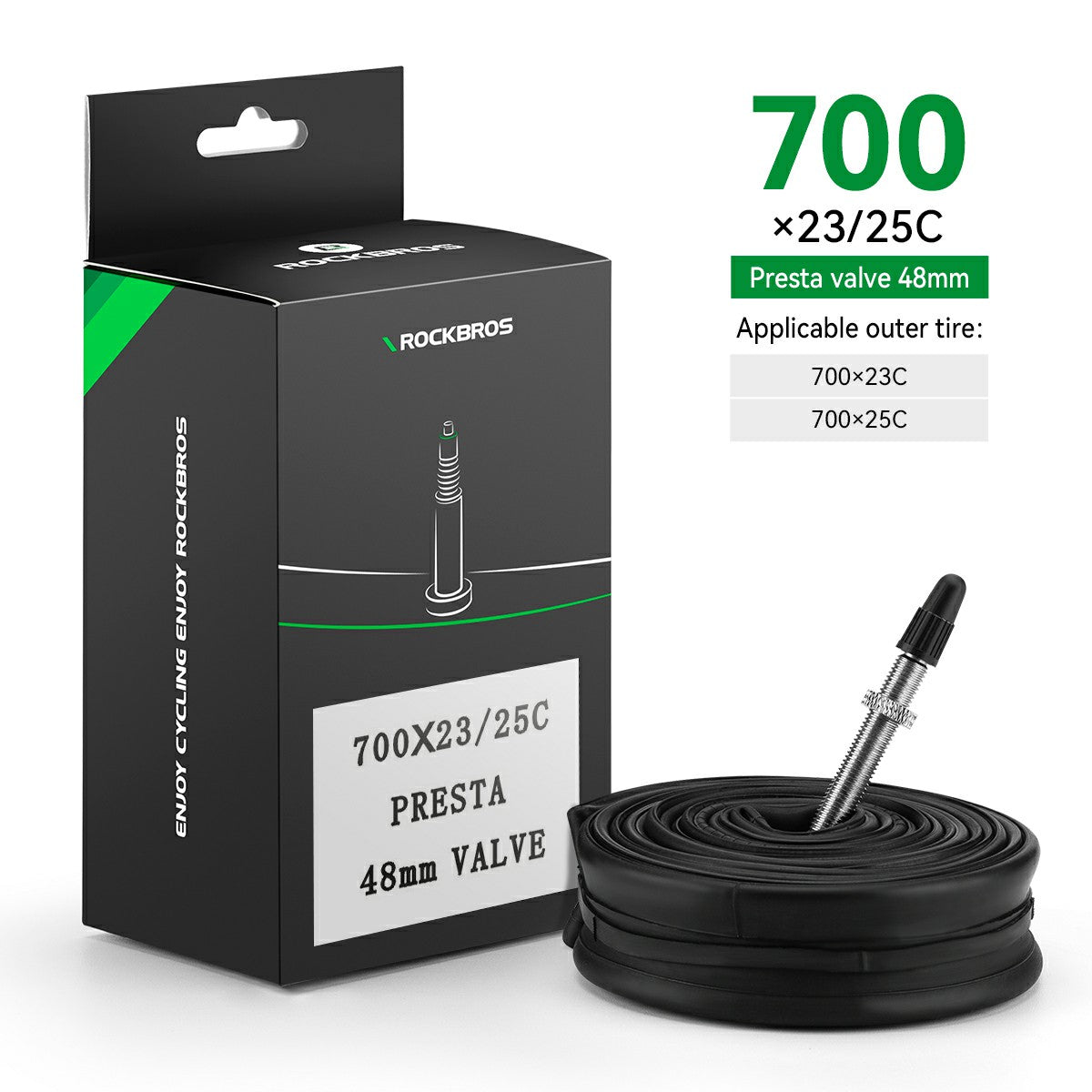 ROCKBROS 700X23/25/28/35C Road Bike Inner Tube 48mm Presta/Schrader Valve High Self Sealing Butyl Rubber