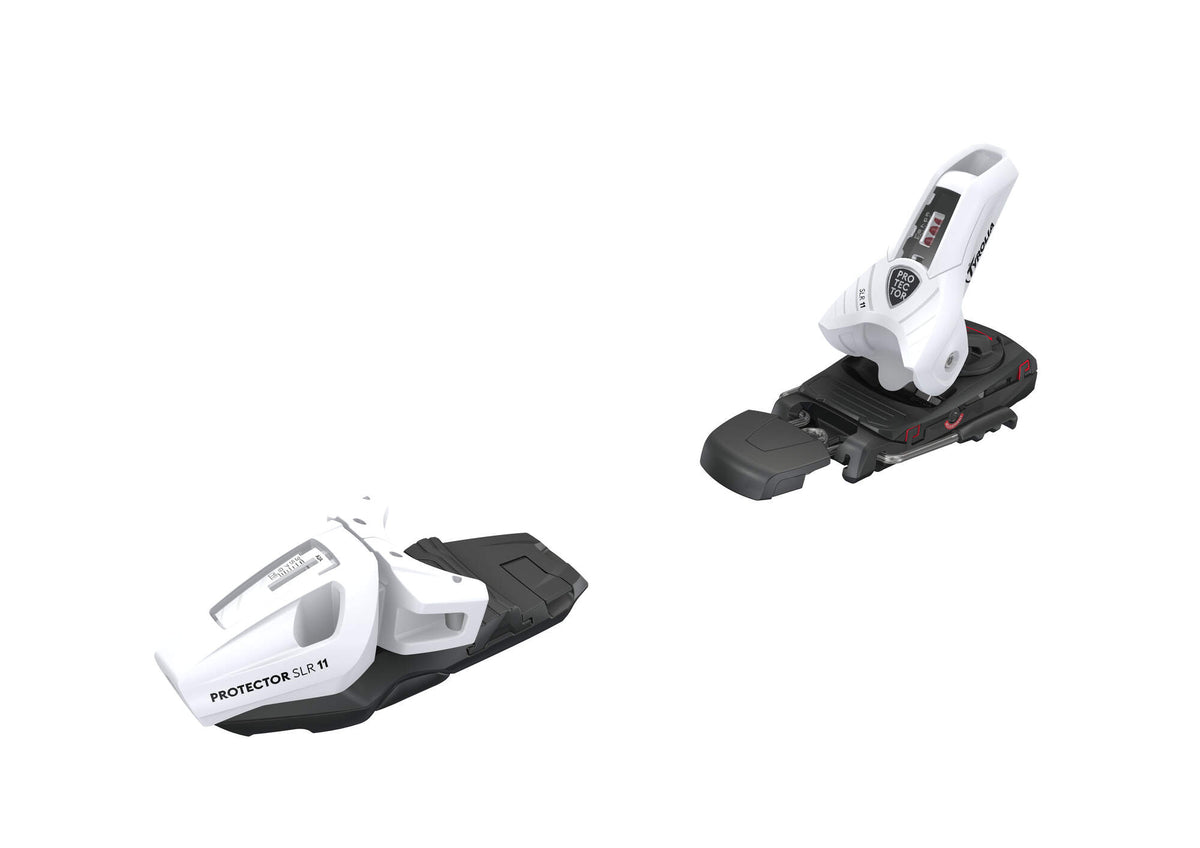 Tyrolia Protector SLR 11 GW Ski Bindings, Matte White, 80 mm Brake in White - side angle view