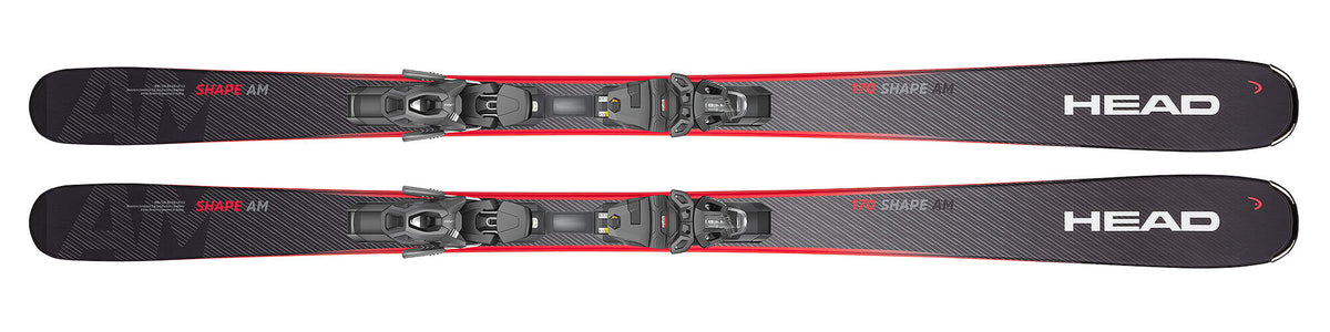 HEAD Shape AM R Skis with LYT-PR Rental Base, Anthracite in Anthracite - top view with binding