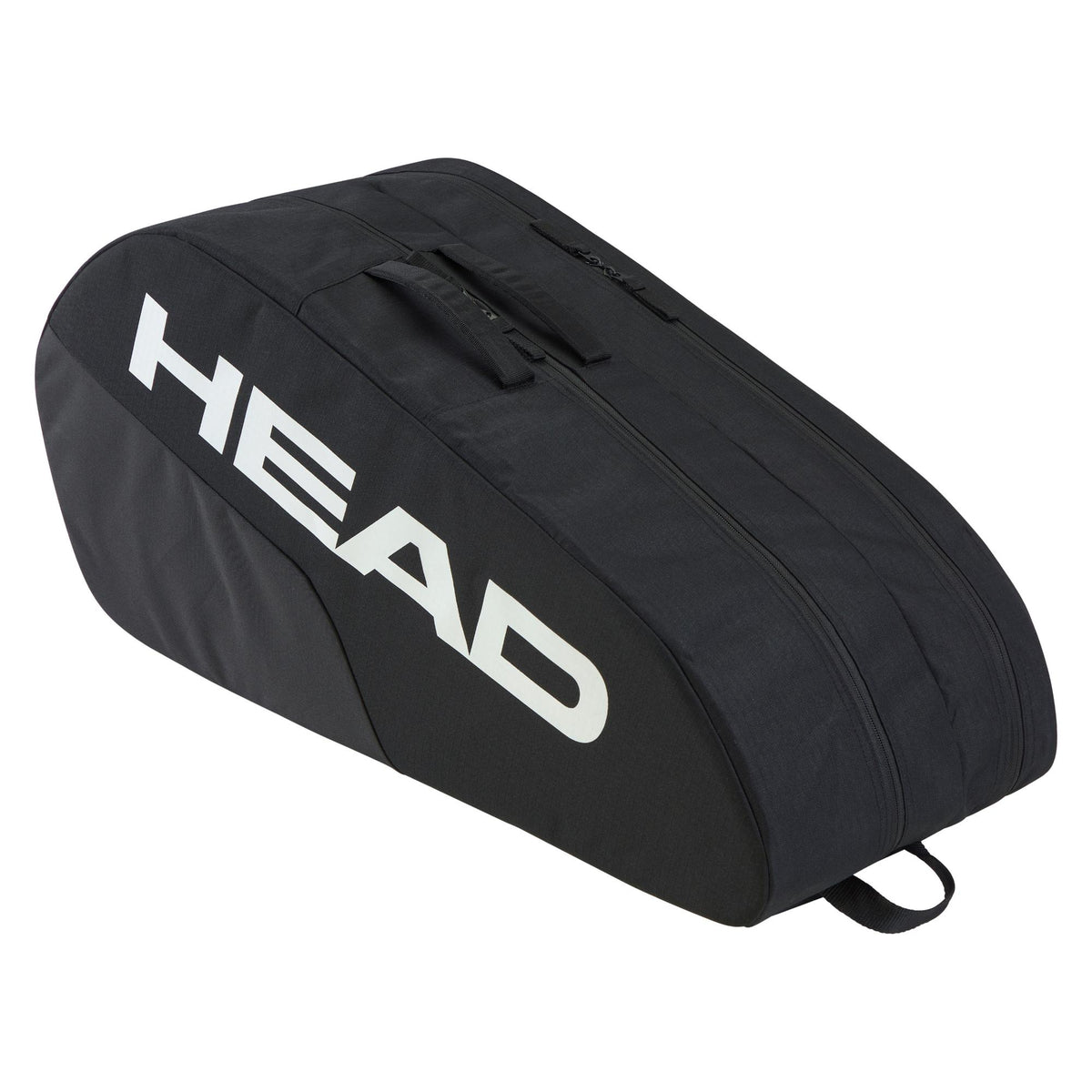 HEAD Base Racquet Bag M in black with large white HEAD logo, side view on a white background