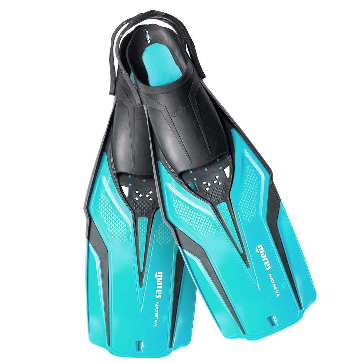 Mares Nateeva Jr Kids Snorkeling Fins in Aqua - front view